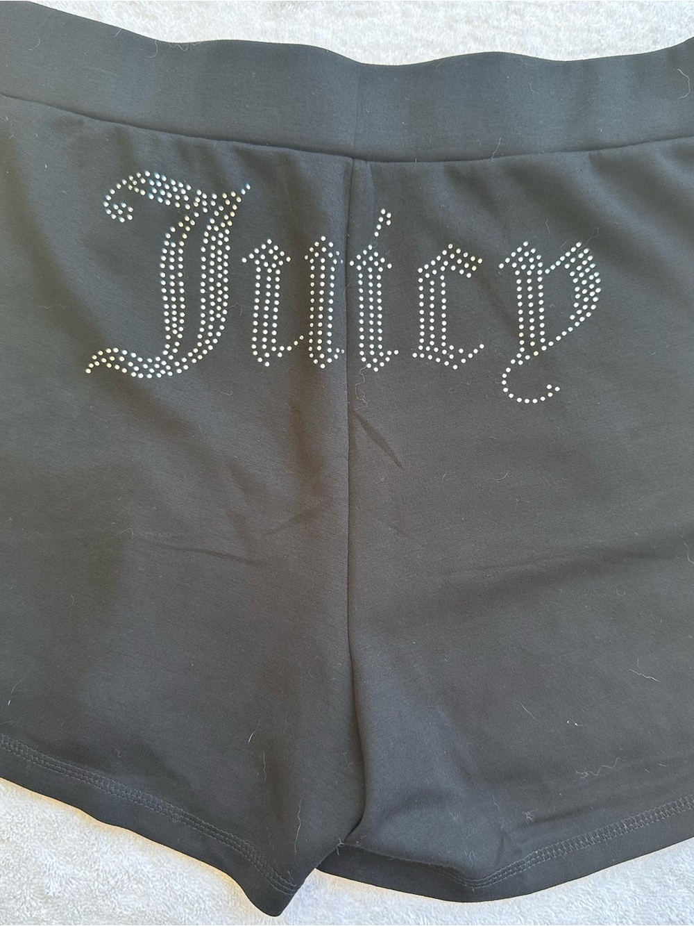 Juicy Couture Black Rhinestone Logo Sport Shorts Anthracite Size L NWT